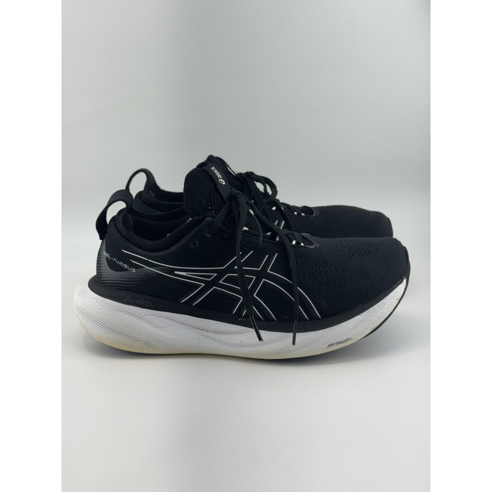 Asics Gel-Nimbus 25 Black White Running Shoes 1012B437 Womens Size 8.5 Wide